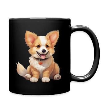 Chibi-Hund - Tasse einfarbig - Schwarz - Rechts