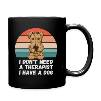 Ich brauche keinen Therapeuten ich habe einen Hund - Tasse einfarbig - Schwarz - Rechts