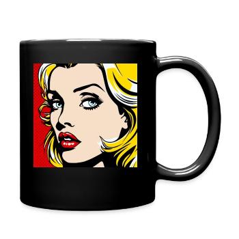 Artwork: "Comic Queen" in pop art style - Full Colour Mug - black - Right