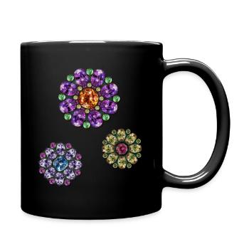 Edelstein-Blumen - Tasse einfarbig - Schwarz - Rechts