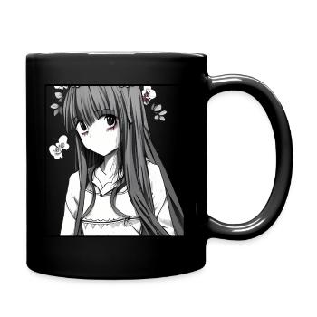 Delicate Flowers: Anime romantique Girl with Flower - Mug uni - noir - Droite