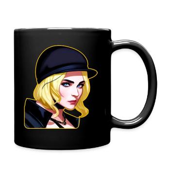 Blonde girl in cool steampunk style - Full Colour Mug - black - Right