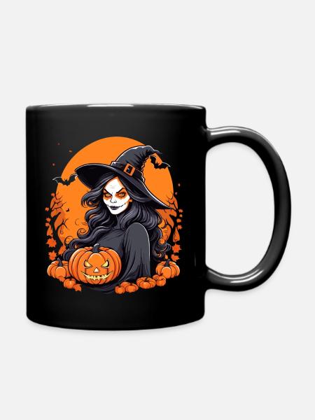Halloween-Hexe - Tasse einfarbig - Schwarz
