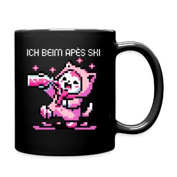 WITZIGE APRÈS SKI KATZE IN GAMING RETRO PIXELART - Tasse einfarbig - Schwarz - Rechts