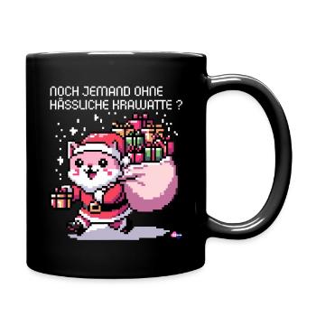 WITZIGE WEIHNACHTSMANN KATZE IN GAMING RETRO 8BIT - Tasse einfarbig - Schwarz - Rechts