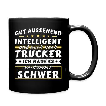 Gut aussehend intelligent - Trucker Edition - Tasse einfarbig - Schwarz - Rechts