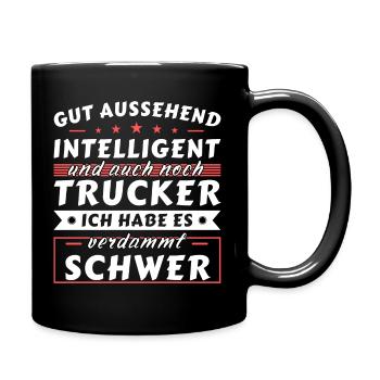 Gut aussehend intelligent - Trucker Edition - Tasse einfarbig - Schwarz - Rechts