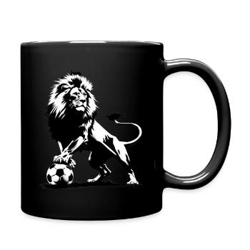 Lion playing soccer - Full Colour Mug - black - Right