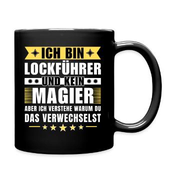 Ich bin Lockführer und kein Magier - Tasse einfarbig - Schwarz - Rechts