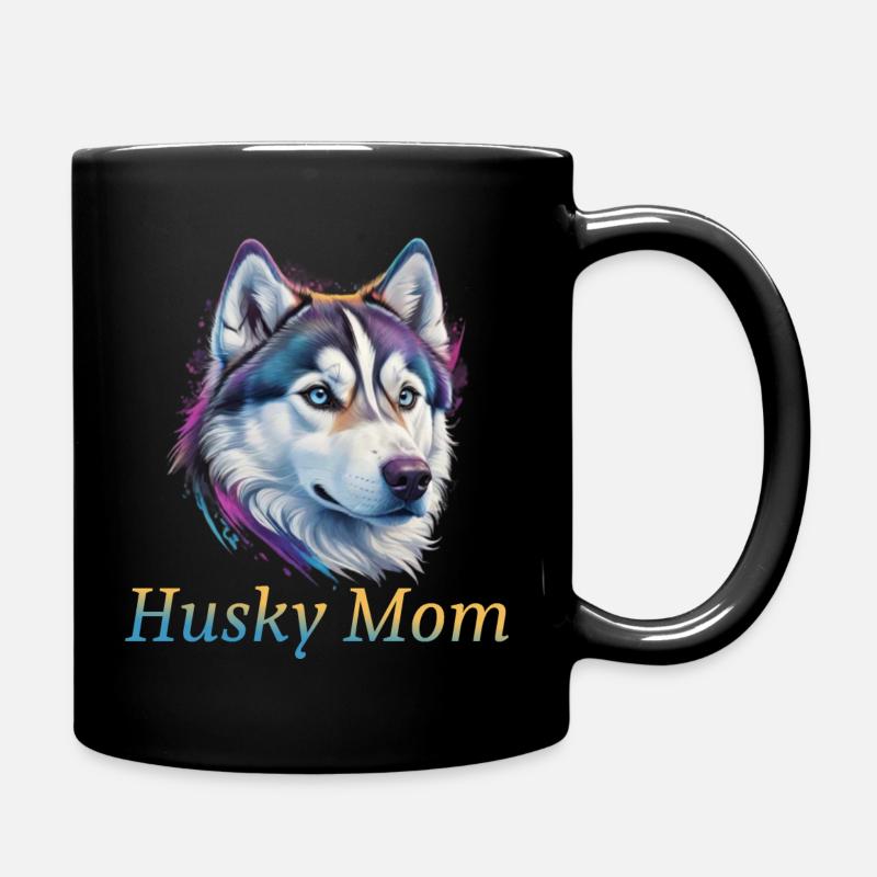 Husky Mom - Tasse einfarbig - Schwarz