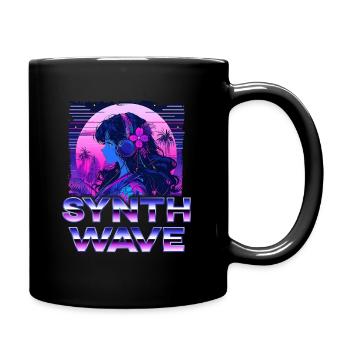 Synthwave Music Album Cover - Anime Shirt - Tasse einfarbig - Schwarz - Rechts