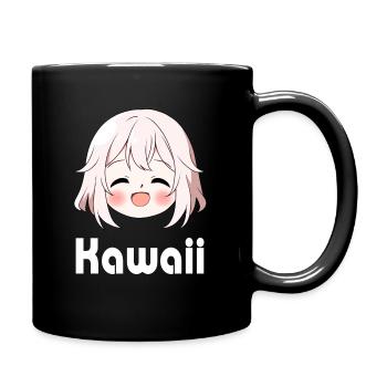 Cute Smiling Anime Emoji Kawaii - Anime Shirt - Full Colour Mug - black - Right