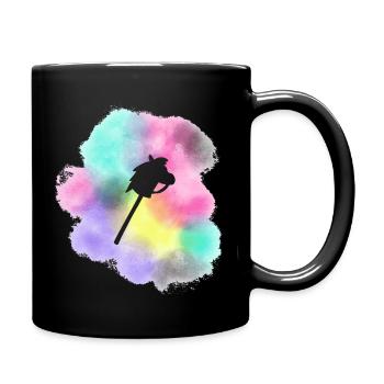 Hobby Horse im Farbklecks - Tasse einfarbig - Schwarz - Rechts