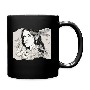 Fille avec libellule dans les cheveux - Mug uni - noir - Droite