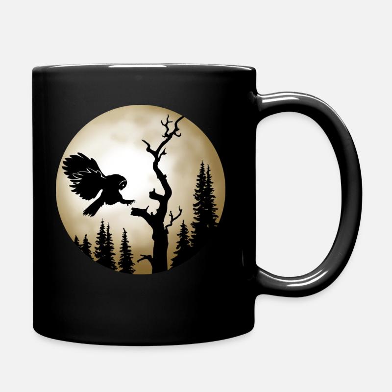 Waldkauz vor dem Mond - Tasse einfarbig - Schwarz