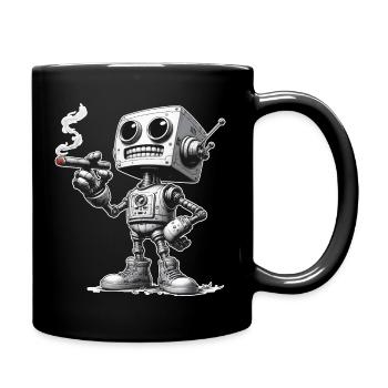 Robot with cigar - Full Colour Mug - black - Right