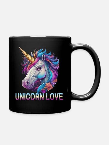 Einhorn Liebe - Tasse einfarbig - Schwarz