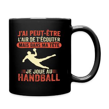 dans ma tête je joue au handball cadeau handball - Mug uni - noir - Droite