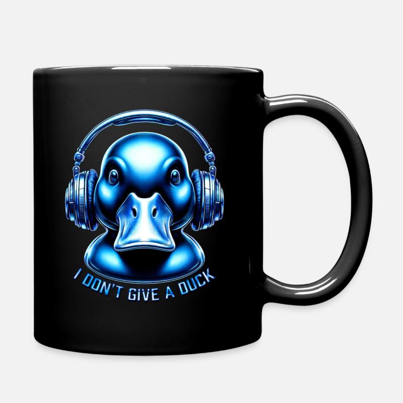 I DON´T GIVE A DUCK - Techno-Ente mit Kopfhörer - Tasse einfarbig - Schwarz