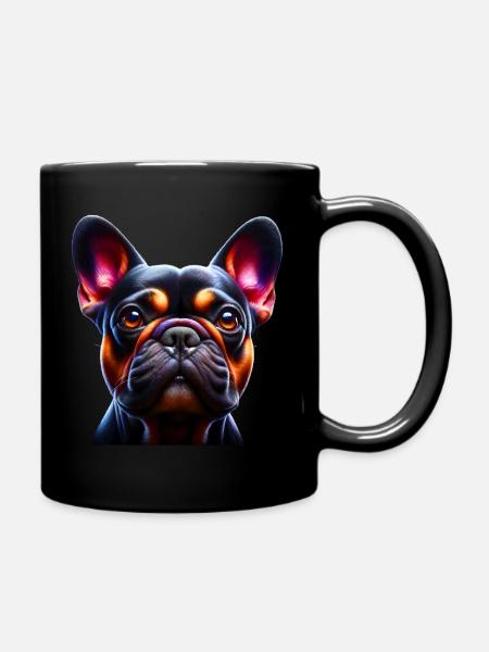 französische Bulldogge - French Bulldog - Tasse einfarbig - Schwarz