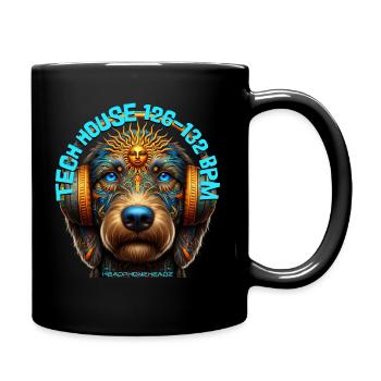 TECH HOUSE 126-132 BPM - Labradoodle & Headphones! - Full Colour Mug - black - Right