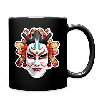 Kabuki Maske / Japanische Kunst / Theater / Antik - Tasse einfarbig - Schwarz - Rechts