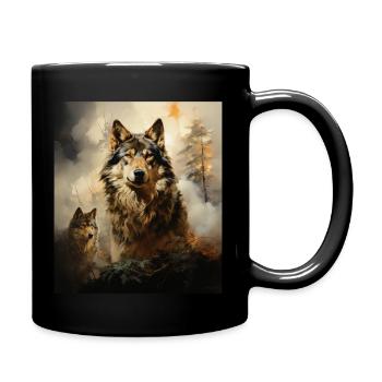 Wolf - Tasse einfarbig - Schwarz - Rechts