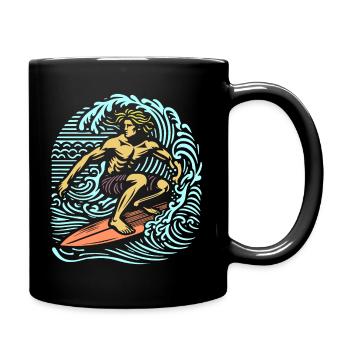 vintage été surfeur sur planche la vague design - Mug uni - noir - Droite