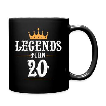 Legenden werden 20 Jahre alt, 20 Geburtstag - Tasse einfarbig - Schwarz - Rechts