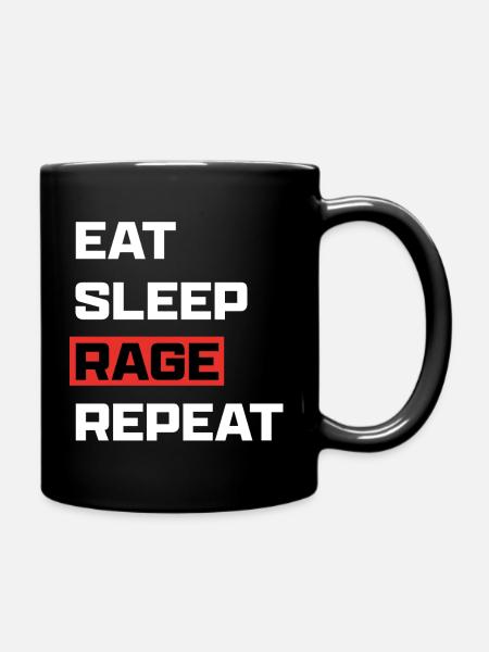 Eat Sleep Rage Repeat White - Full Colour Mug - black