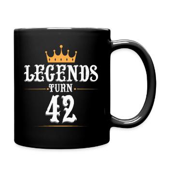 Legends turn 42 years old, 42 birthday - Full Colour Mug - black - Right