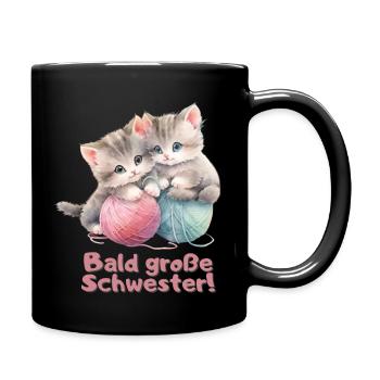 Bald große Schwester - Tasse einfarbig - Schwarz - Rechts