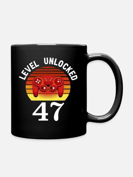 Level 47 unlocked 47 Birthday 47 years old - Full Colour Mug - black