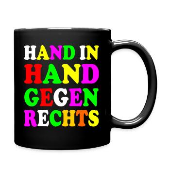 Hand in hand gegen rechts - Tasse einfarbig - Schwarz - Rechts