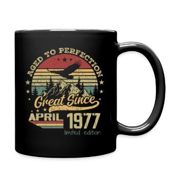 47 years old Aged to Perfection born in April 1977 - Full Colour Mug - black - Right