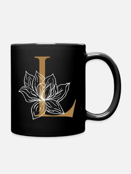 Initiale L Buchstabe - Tasse einfarbig - Schwarz