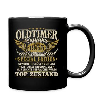 Oldtimer Baujahr 1955 Jahrgang Geburtstag Geschenk - Tasse einfarbig - Schwarz - Rechts