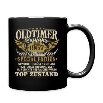 Oldtimer Baujahr 1957 Jahrgang Geburtstag Geschenk - Tasse einfarbig - Schwarz - Rechts