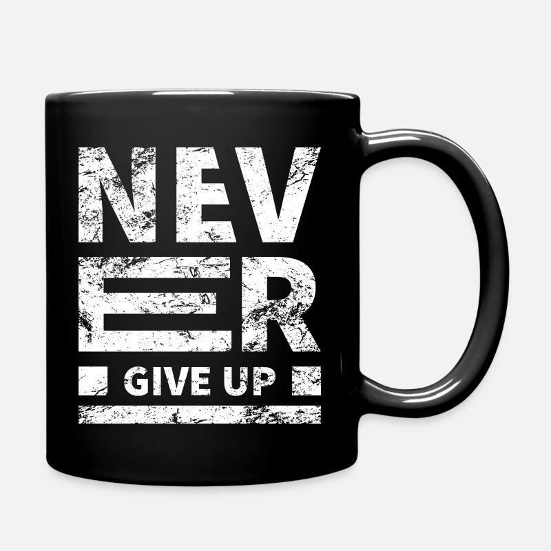 Vintage Never Give Up Grunge Texture - Mug uni - noir