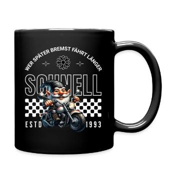 Schnell Biker Motorrad Wichtel - Tasse einfarbig - Schwarz - Rechts