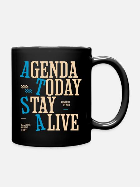 Agenda of today, stay alive on the paintball field - Full Colour Mug - black