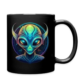 Süßes Alien Gesicht Außerirdischer - Tasse einfarbig - Schwarz - Rechts