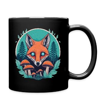 Enchanted Forest Fox Illustration - Mystical Natur - Tasse einfarbig - Schwarz - Rechts