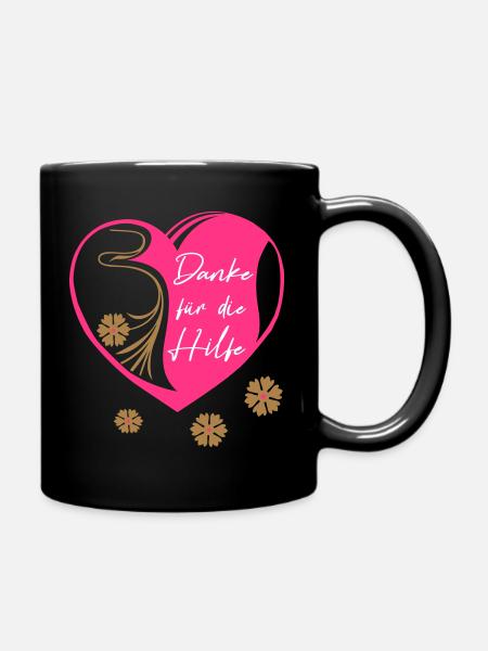 Danke für die Hilfe, Freundschaft - Tasse einfarbig - Schwarz