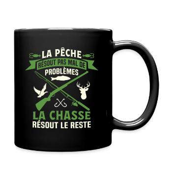 Cadeau Chasse Pêche Chasseur T-Shirt Pêcheur - Mug uni - noir - Droite