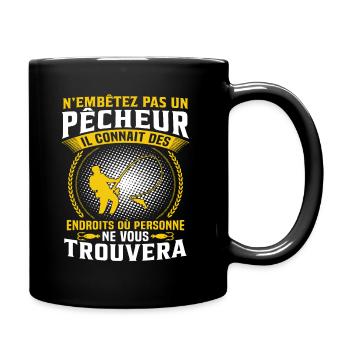 pêche cadeau pêcheur - Mug uni - noir - Droite