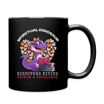 Dinosaurier liest Bücher - Tasse einfarbig - Schwarz - Rechts