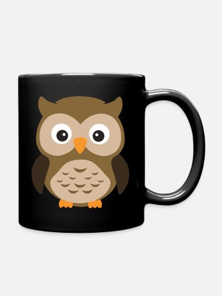 Süße Eule - Tasse einfarbig - Schwarz