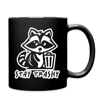 Waschbär Stay Trashy - Tasse einfarbig - Schwarz - Rechts