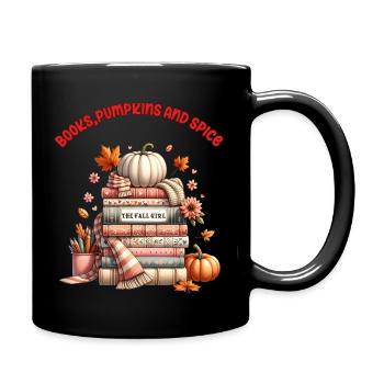 The Fall Girls Loves Books, Pumpkins and Spice - Full Colour Mug - black - Right